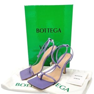 Bottega Veneta Stretch Leather Sandals Strappy Heels Square Toe Lavender 36
